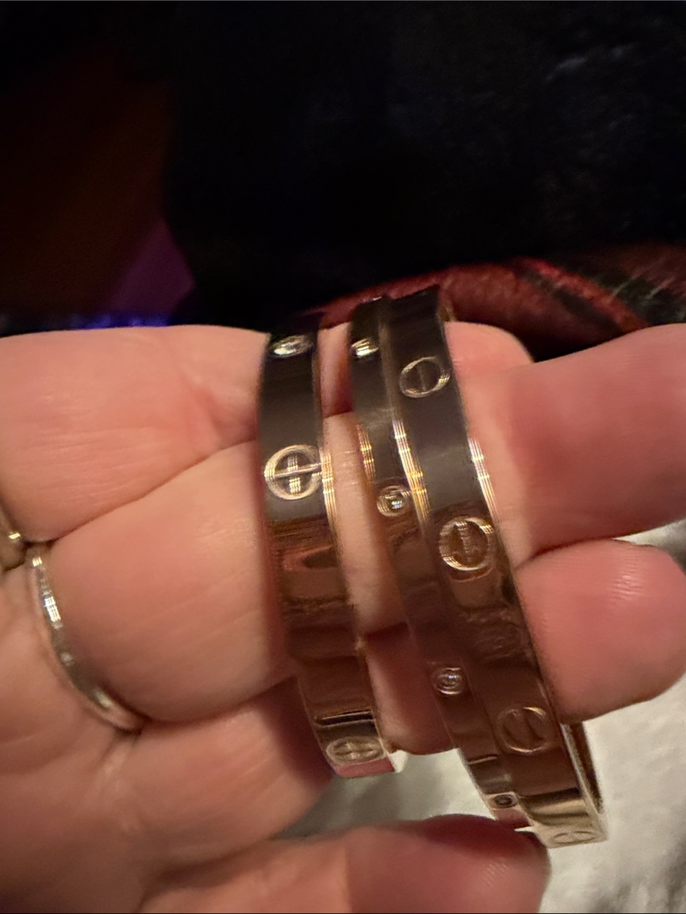 3 Rose Gold Stainless Steel Bangle Bracelets